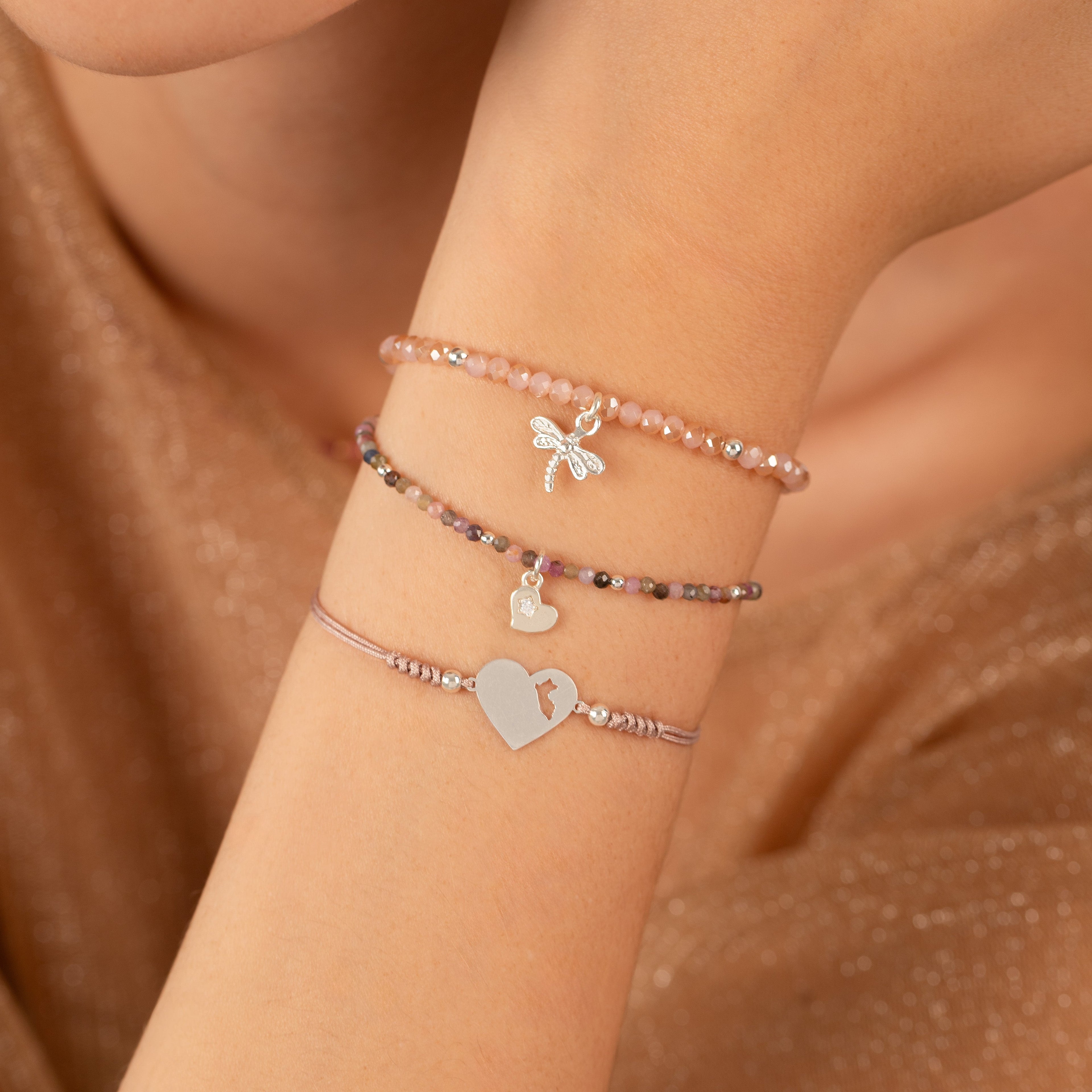 Pulsera Lia Snake rosado viejo - Corazón mapa del Perú