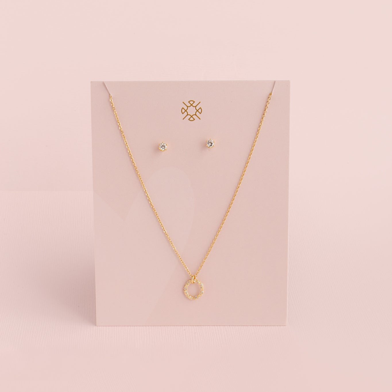 Packs Collar Circulo Dorado + Aretes