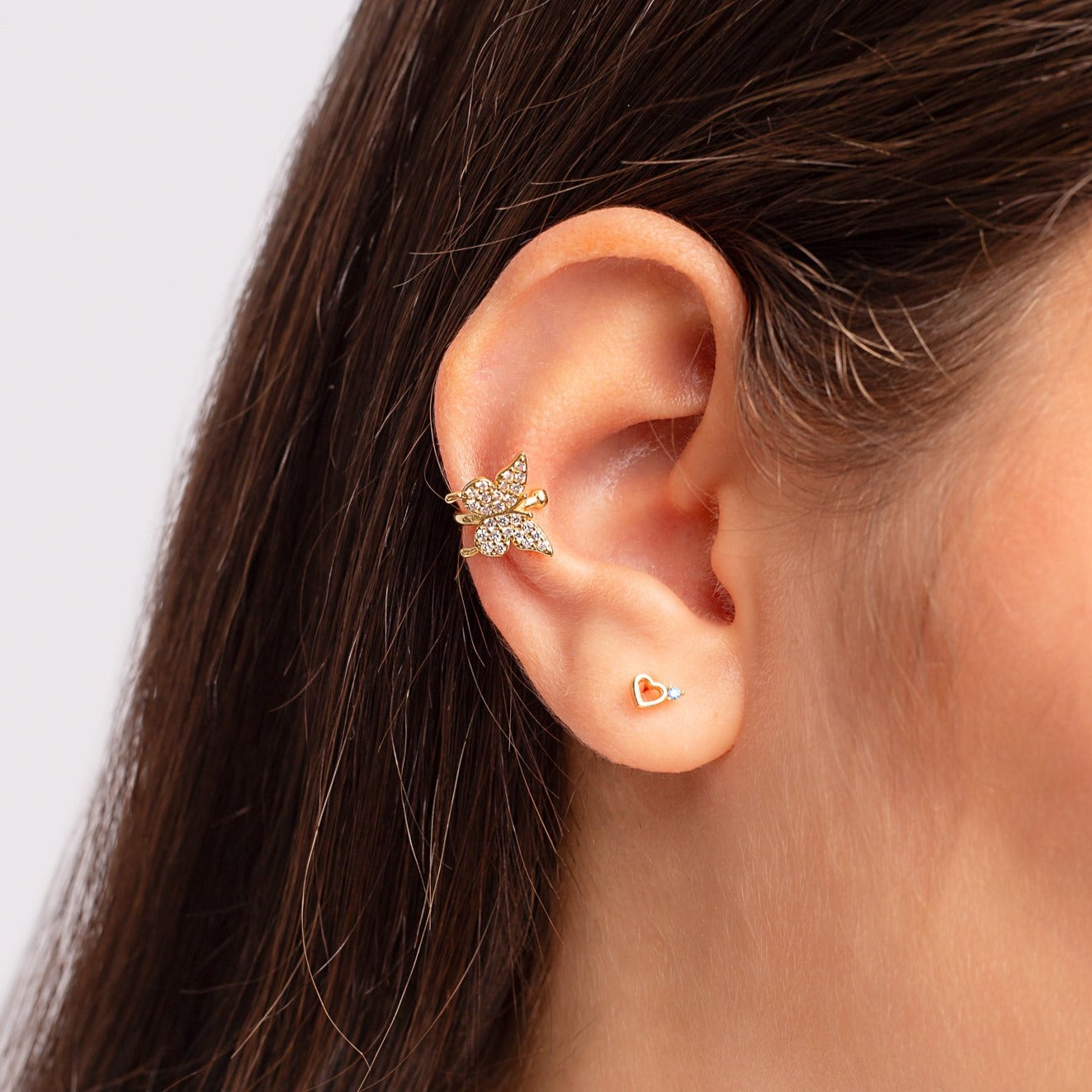 Earcuff Dorado Mariposa Strass