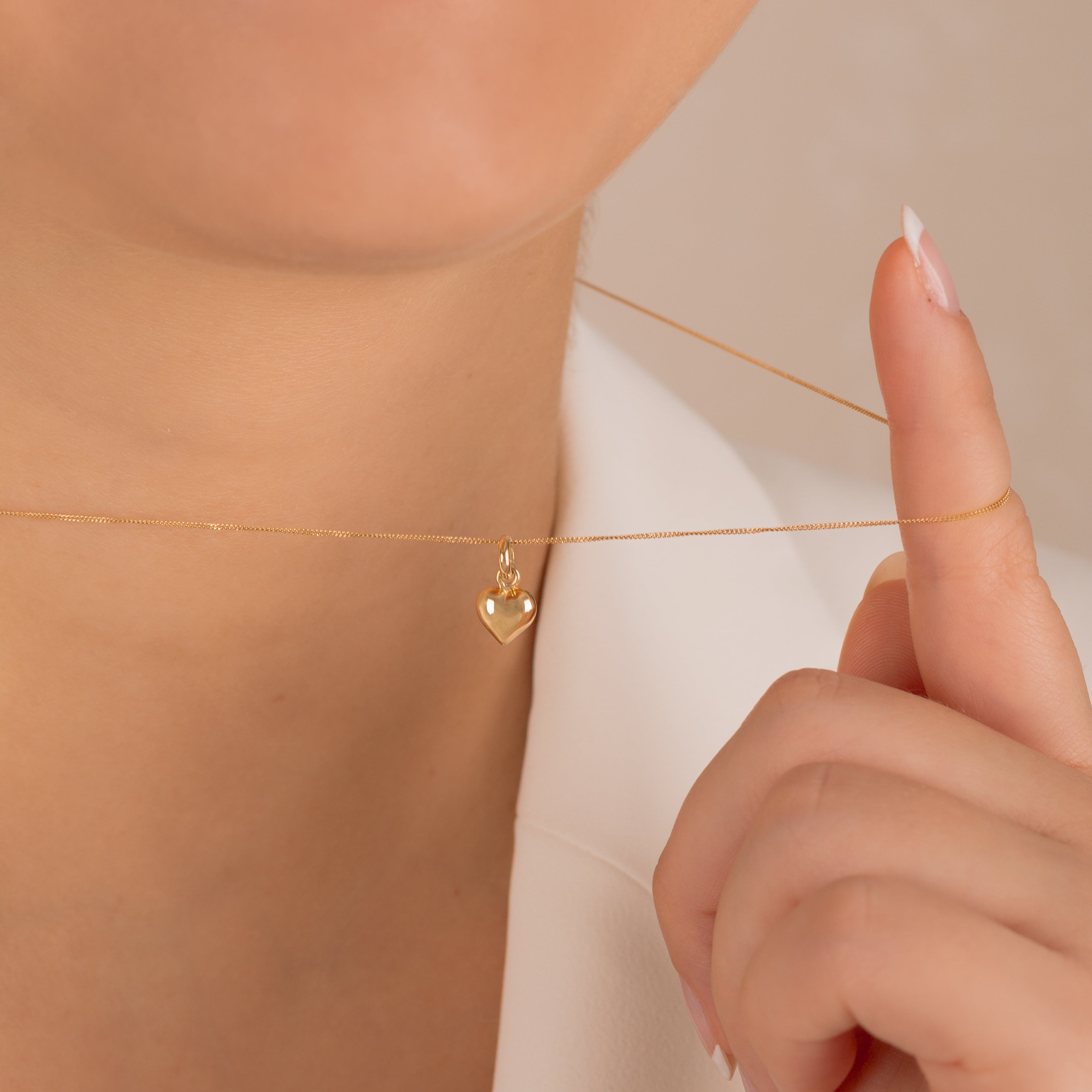 Collar Corazón Bombeado Oro 18k