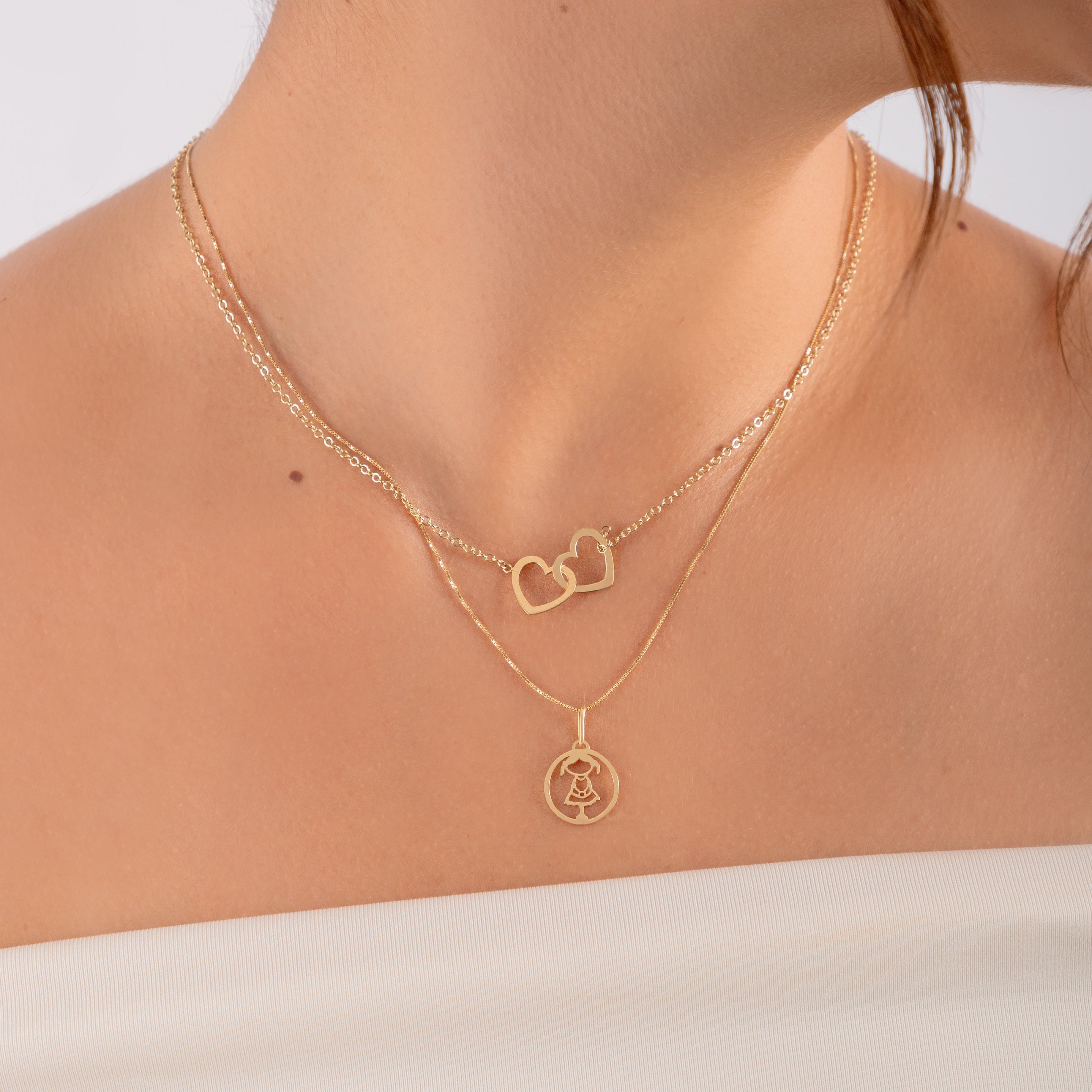 Collar Corazones Enlazados Oro 18k