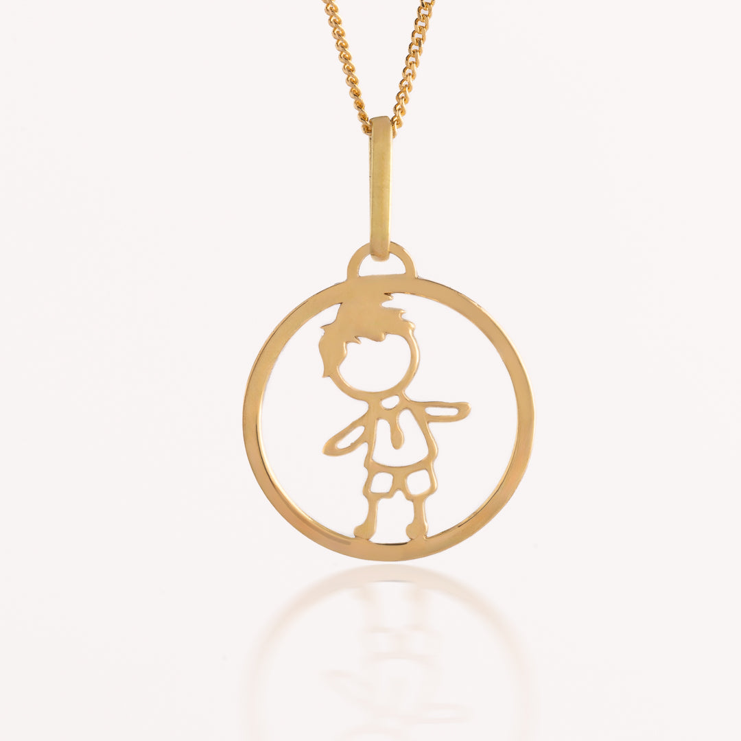 Collar Medalla Niño Calado Oro 18k