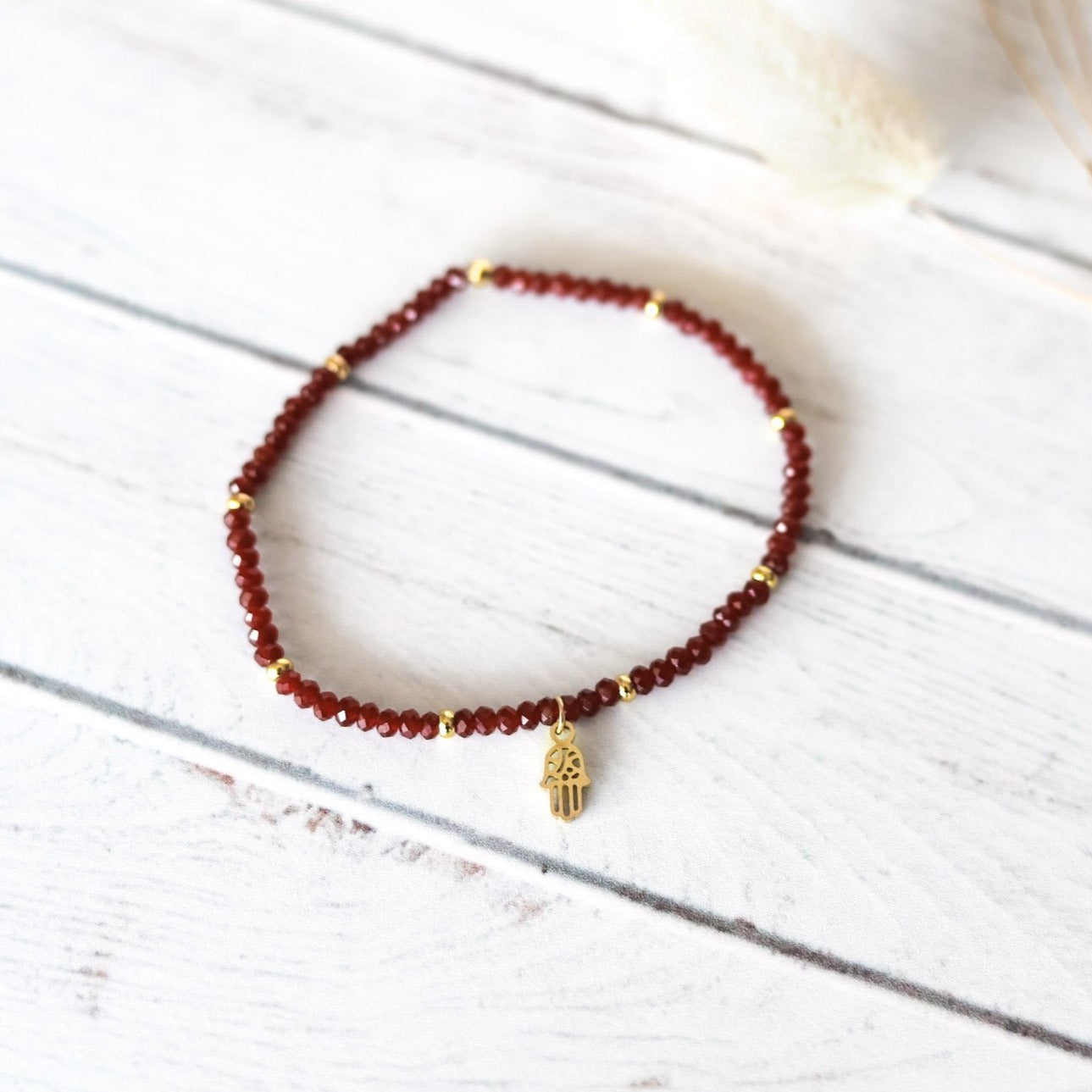 Pulsera Vera Elasticada Múranos Guinda