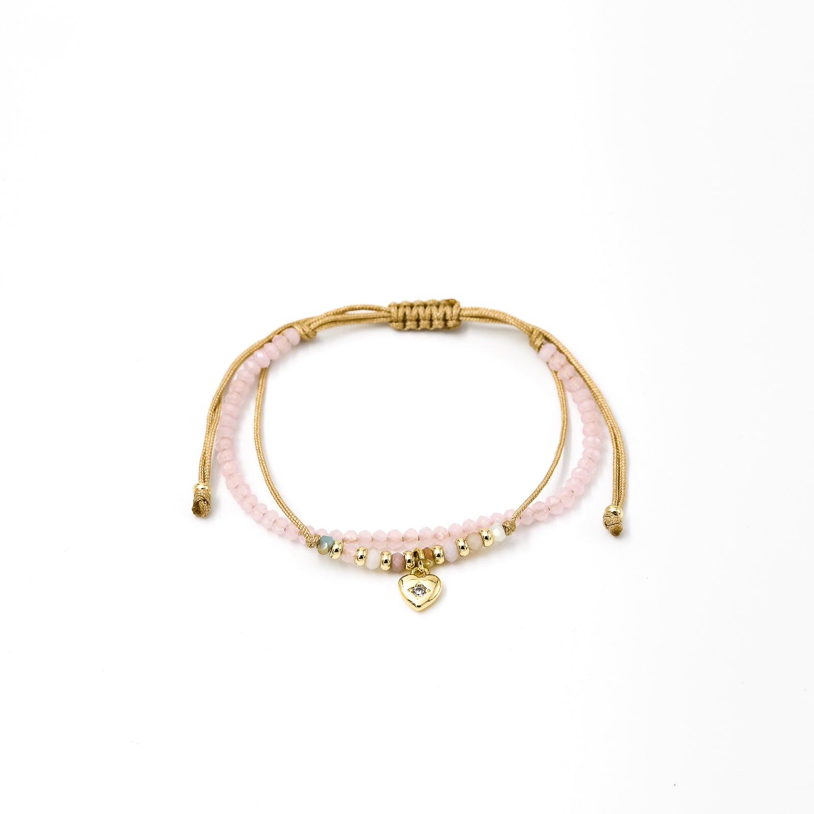 Pulsera isabella rosada corazón punto luz