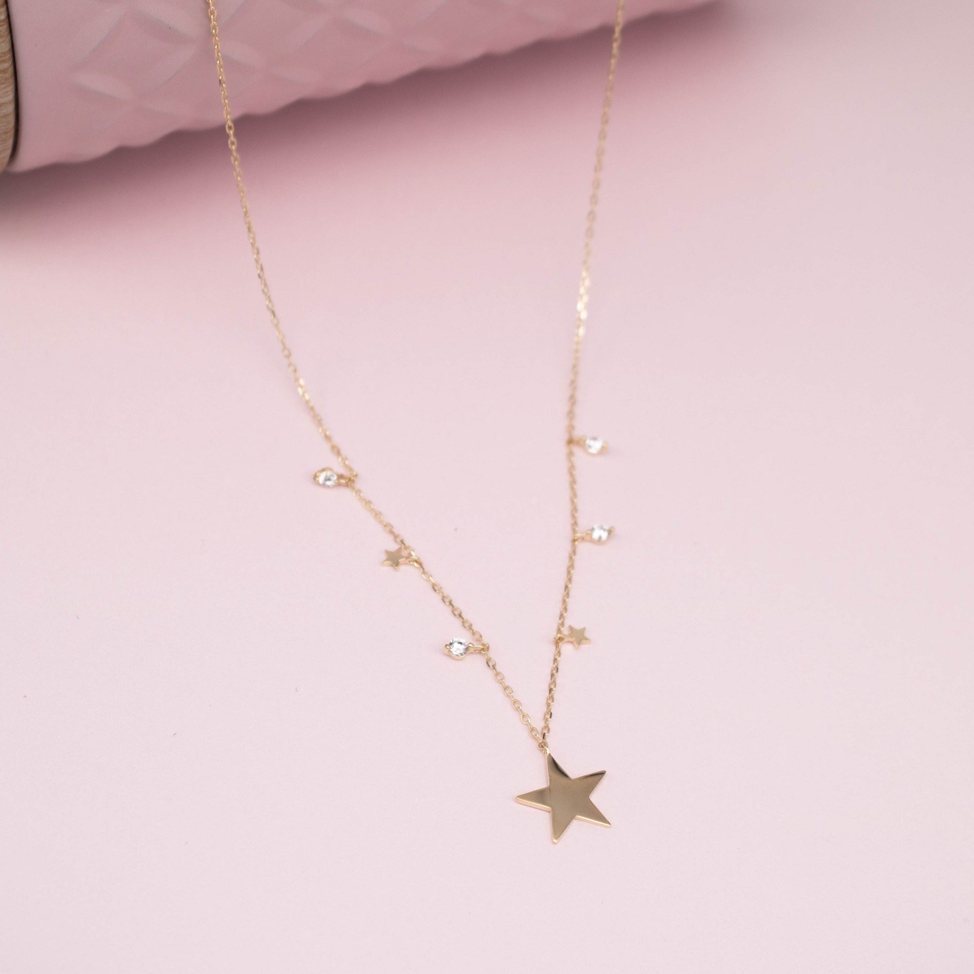 Collar Estrellas y Puntos Luz (plata bañada en oro)