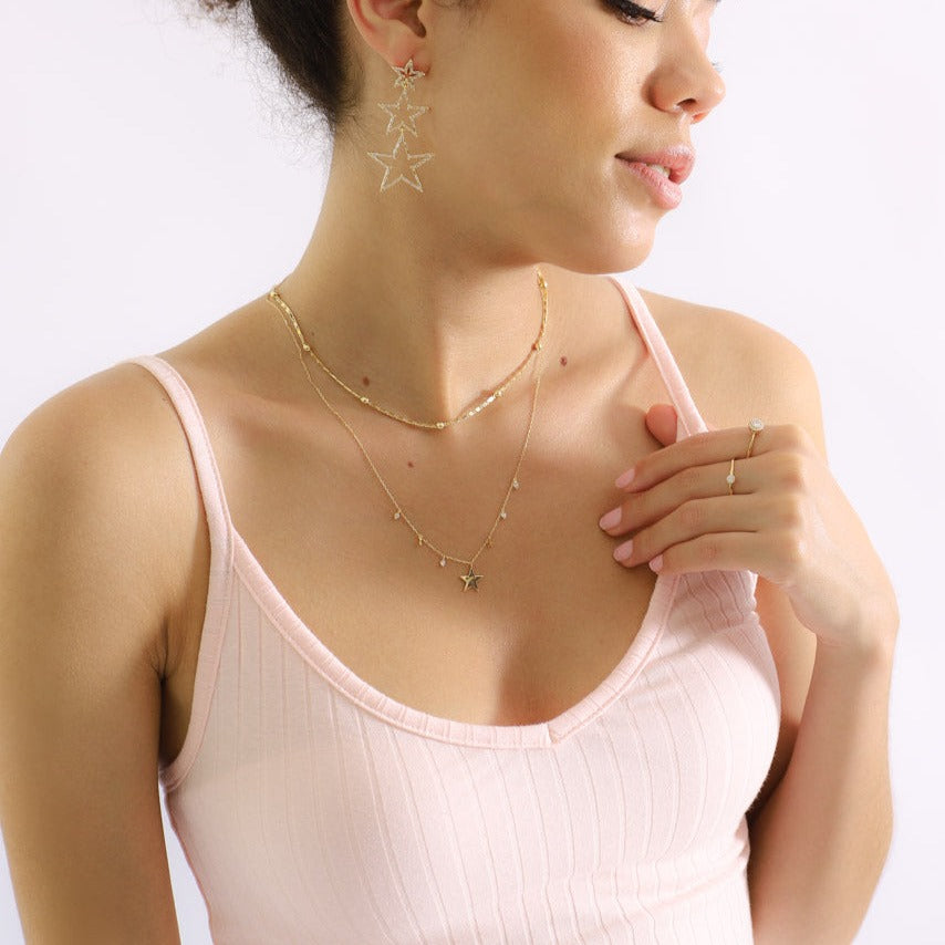 Collar Estrellas y Puntos Luz (plata bañada en oro)