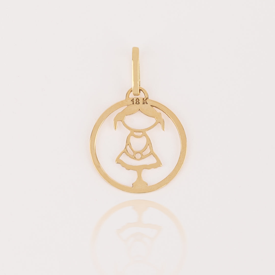 Dije Medalla Niña Calada Oro de 18k