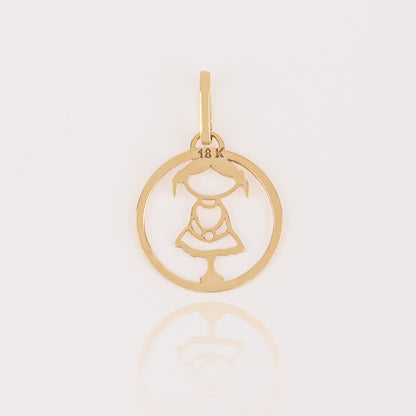 Dije Medalla Niña Calada Oro de 18k