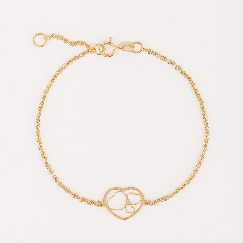 Pulsera Corazones Oro 18k