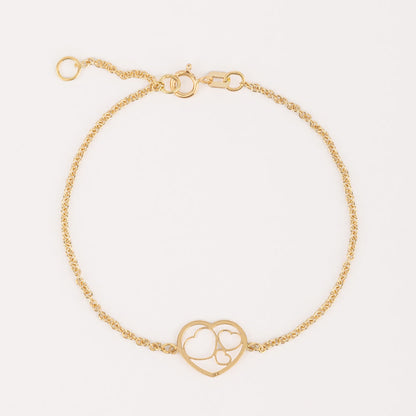 Pulsera Corazones Oro 18k