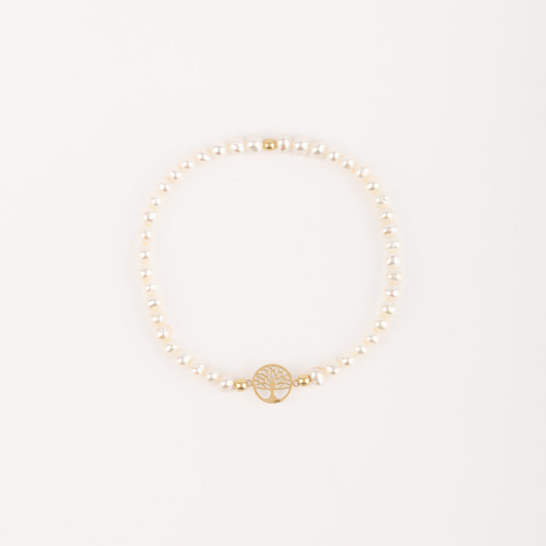 Pulsera Perla Arbol Oro 18k
