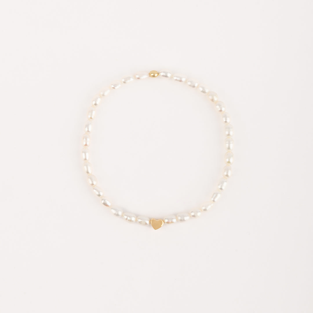 Pulsera Perla Corazón Oro 18k