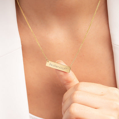 Collar Placa Rectangular Plata Bañada en Oro