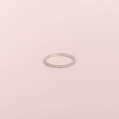 Anillo Cintillo Strass Plata