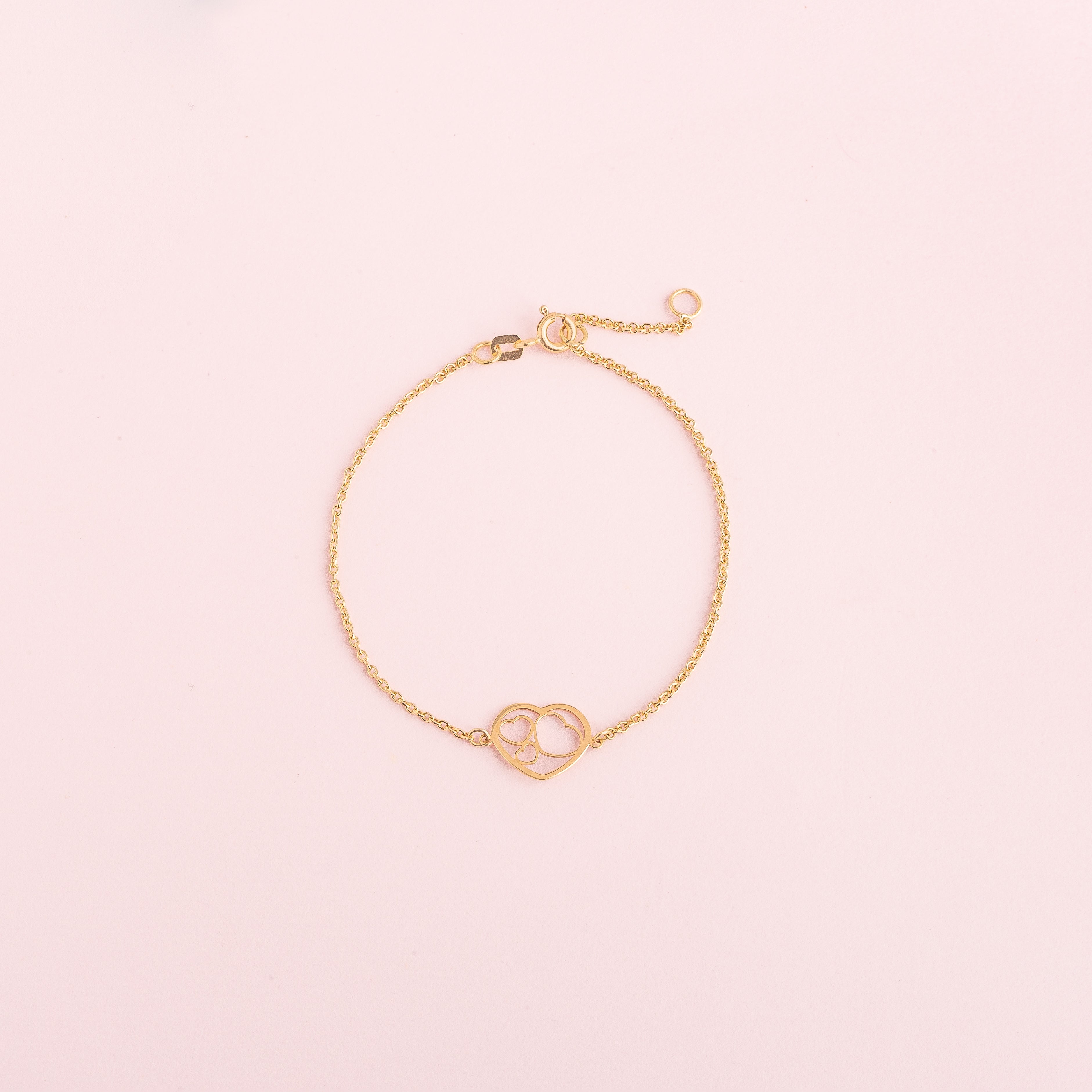 Pulsera Corazones Oro 18k