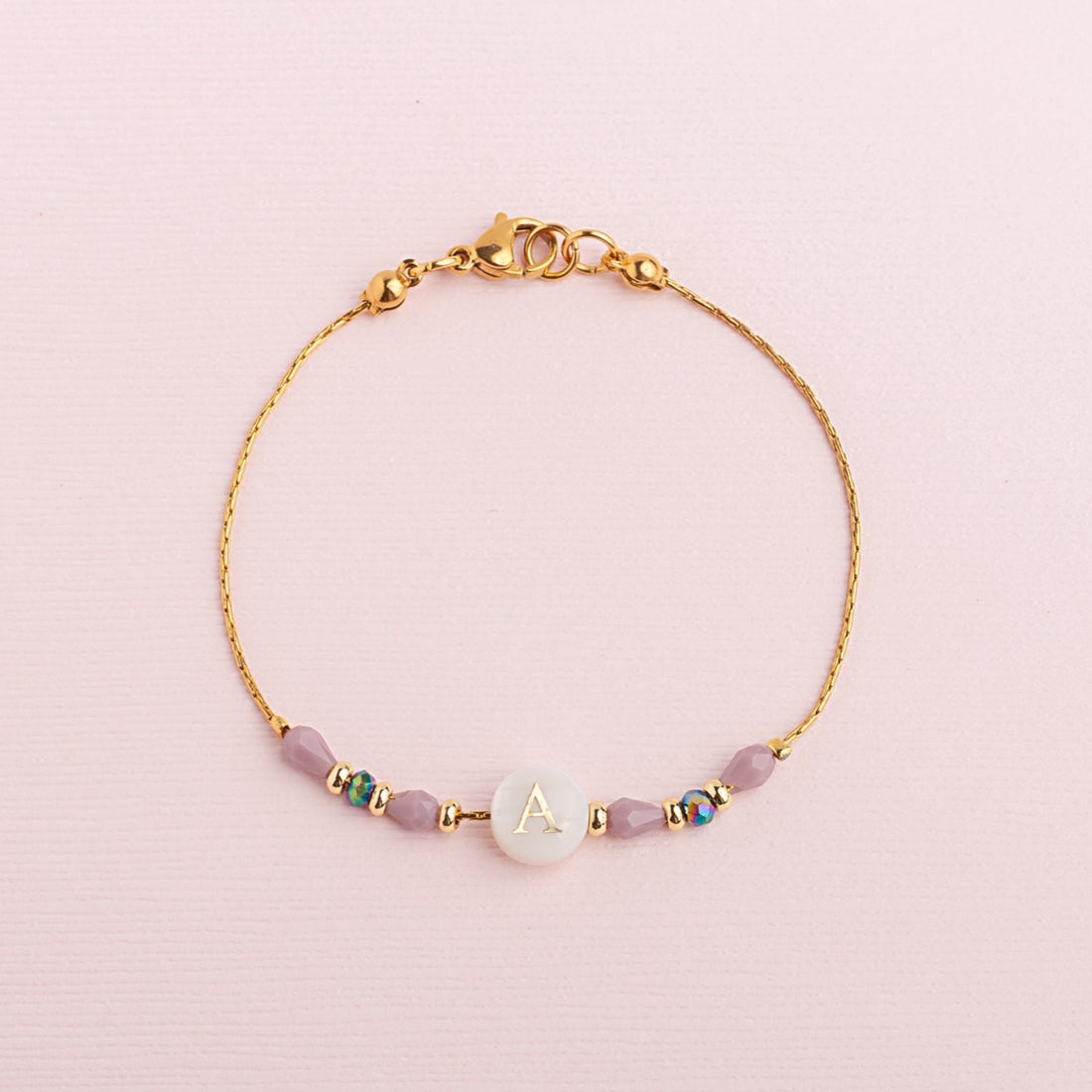 Pulsera Sole Cadena Inicial/ Lila-Tornasol