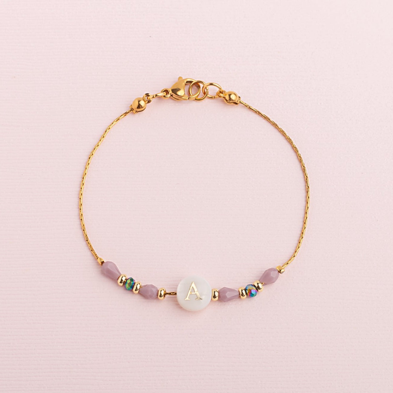 Pulsera Sole Cadena Inicial/ Lila-Tornasol