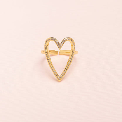 Anillo Corazón Calado Strass