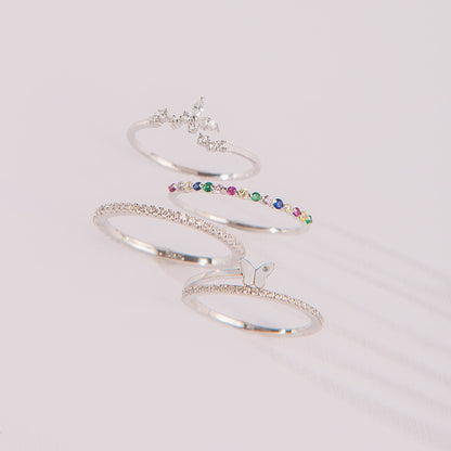 Anillo Cintillo Strass Plata