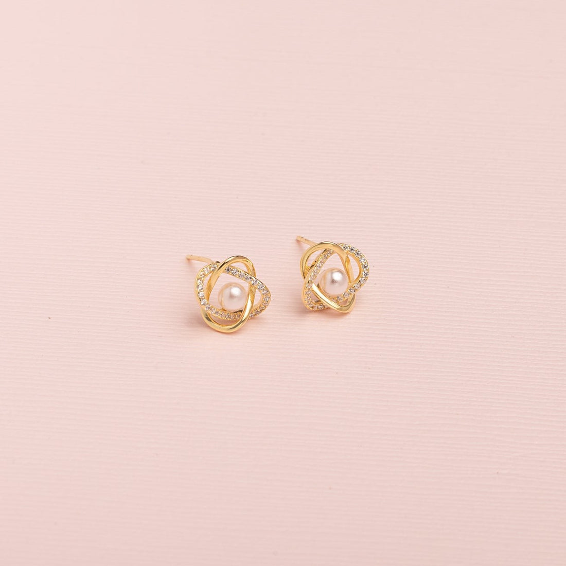 Aretes Enlace Strass-Perla