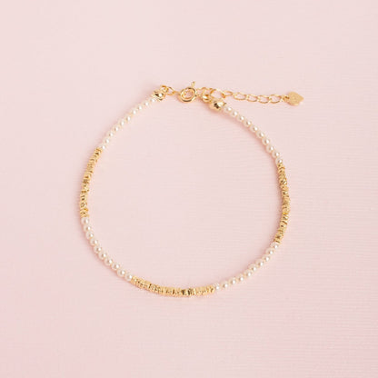 Pulsera Perlas mini y billas craqueladas