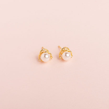 Aretes Aro Triple puntos Luz y Perla