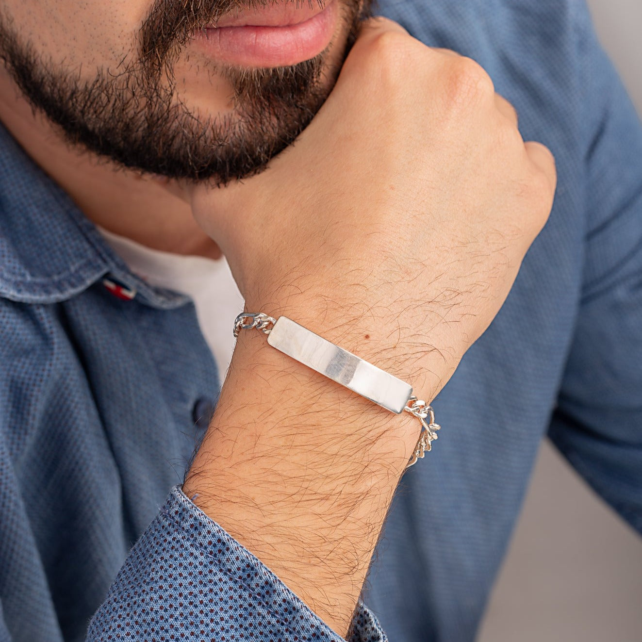 Pulsera Figaro Placa 925