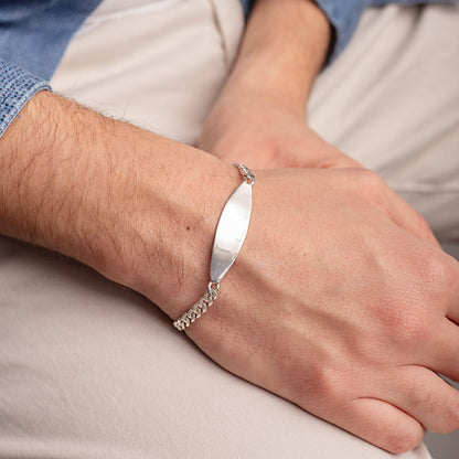 Pulsera Barbada Placa Oval 925