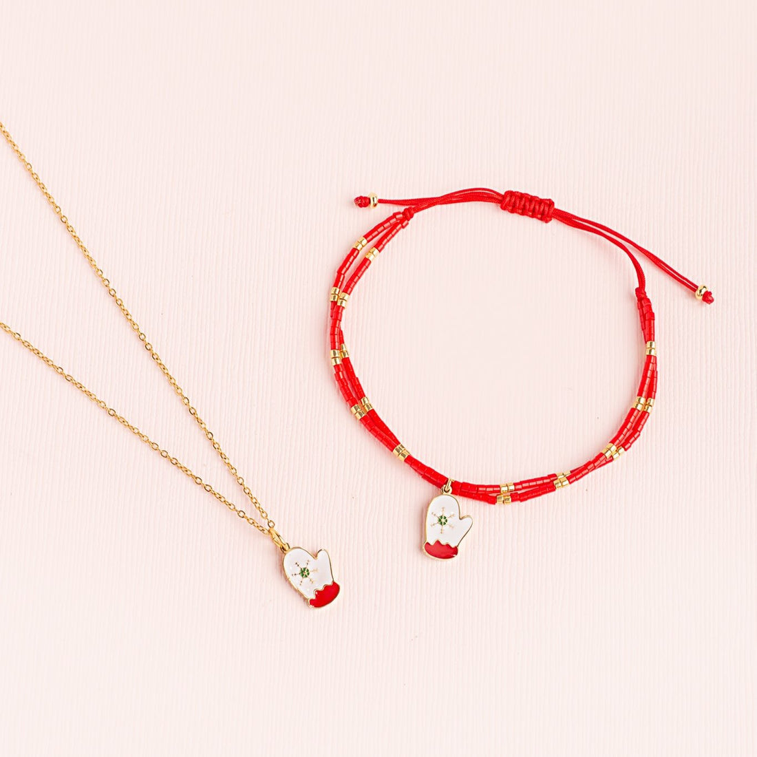 Packs  Collar y Pulsera Guantes Navideños