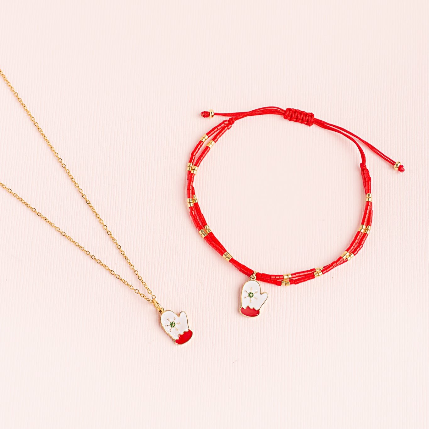 Packs  Collar y Pulsera Guantes Navideños