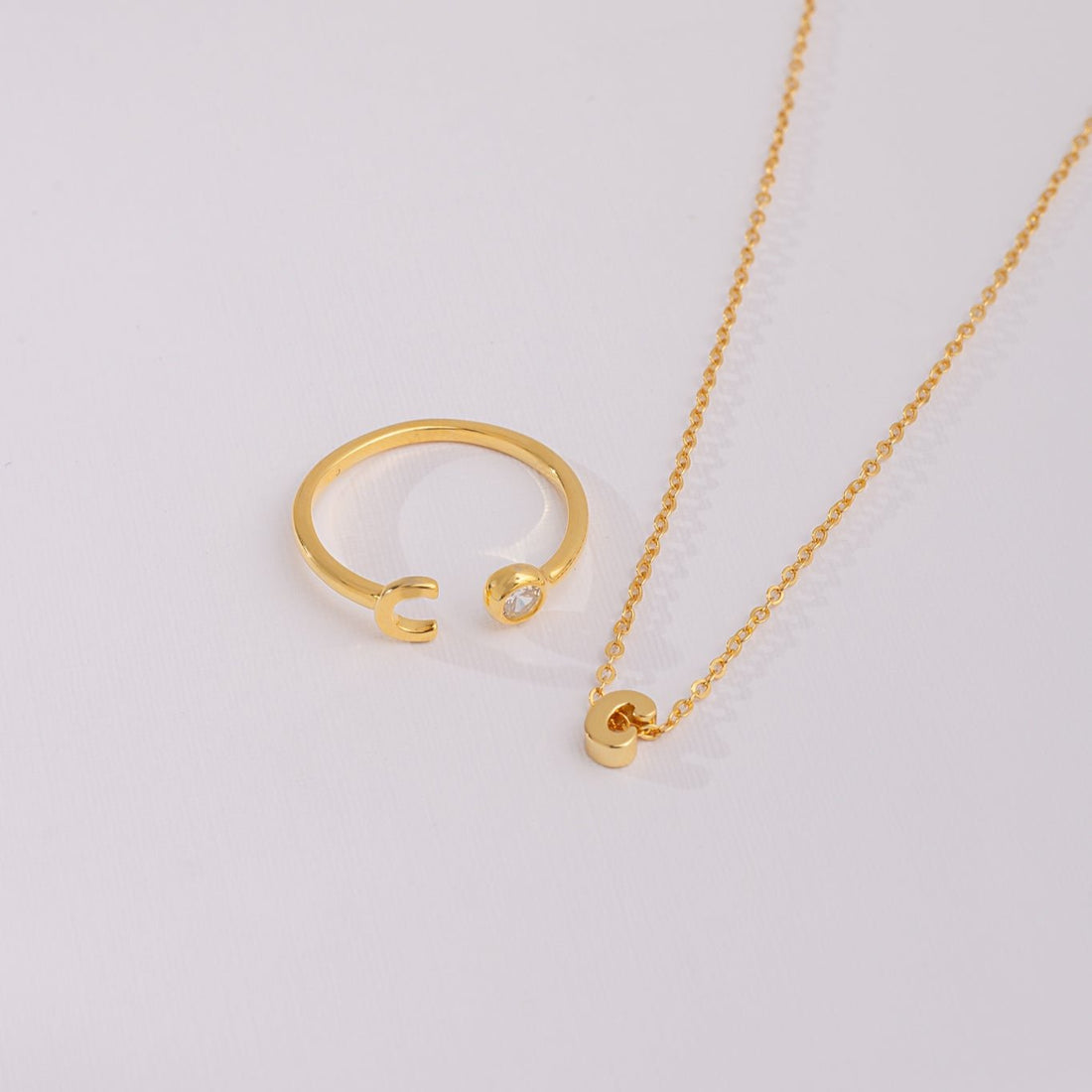 Packs Collar Inicial Mini + Anillo Inicial Punto Luz