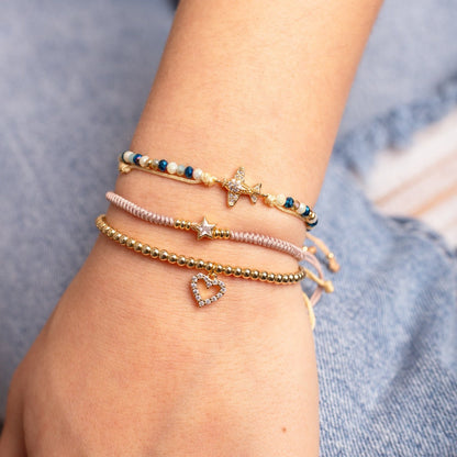 Pulsera Sole Esfera Hilo Corazón Calado Strass