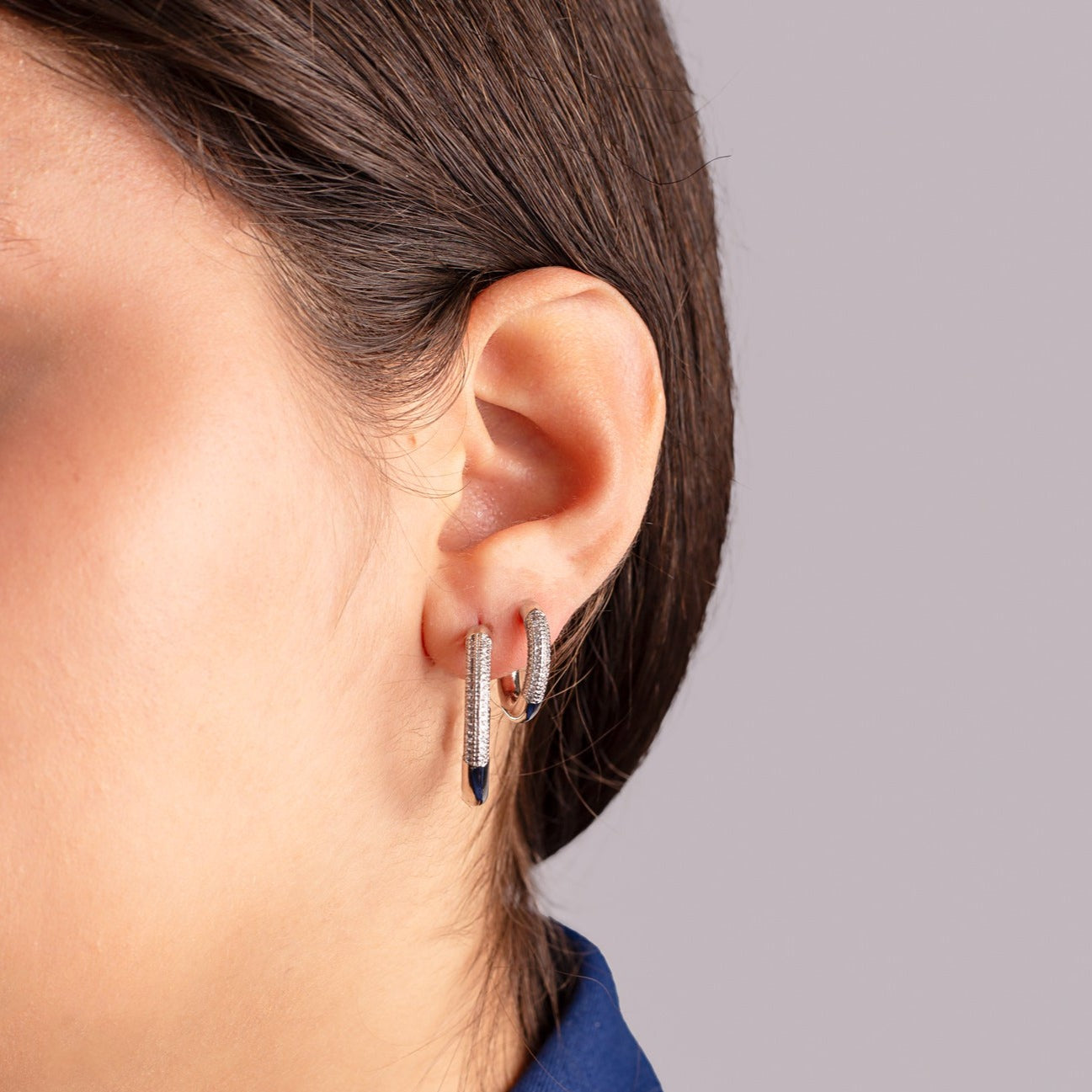 Argollas Lucia Plateado Strass