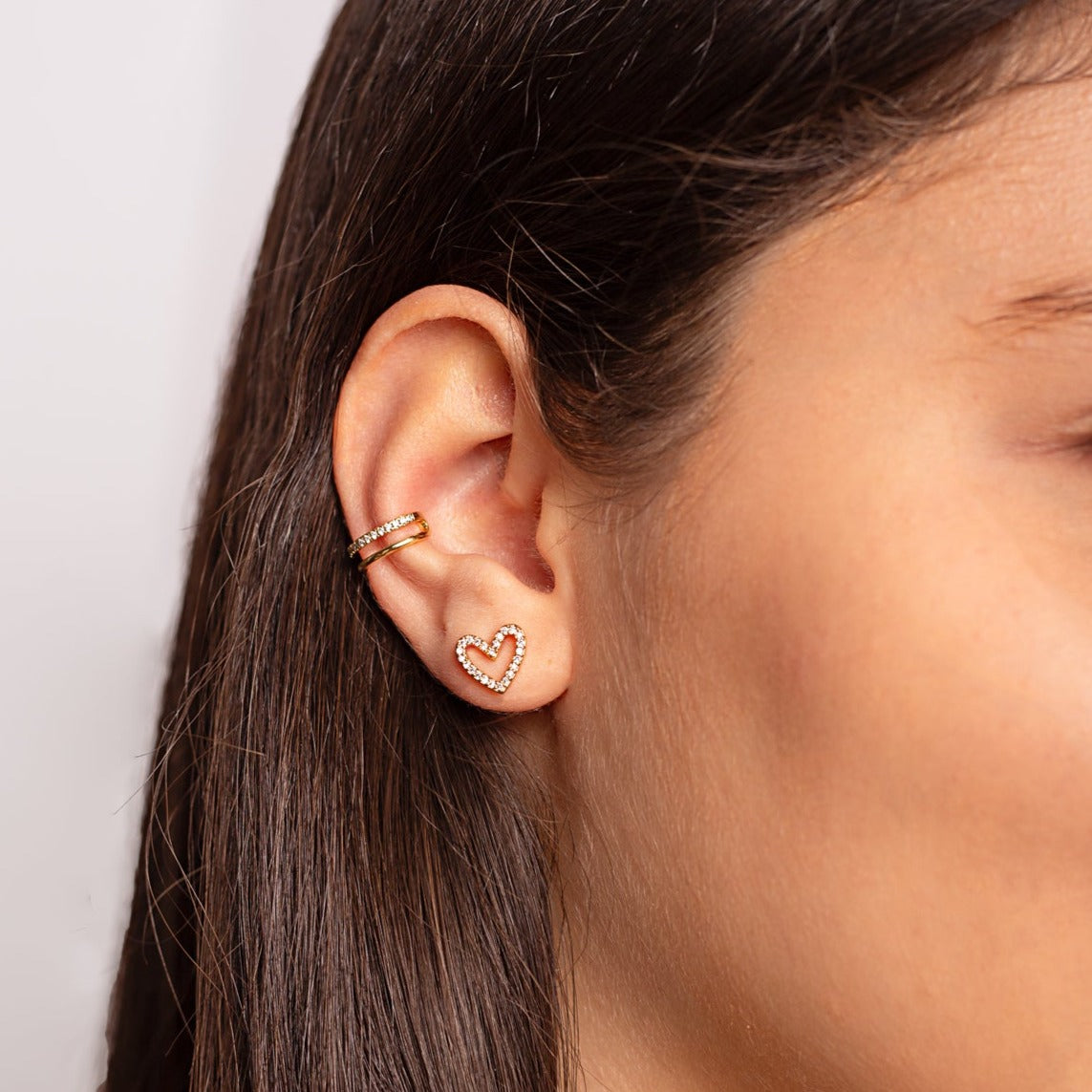 Aretes Corazón Strass Calado