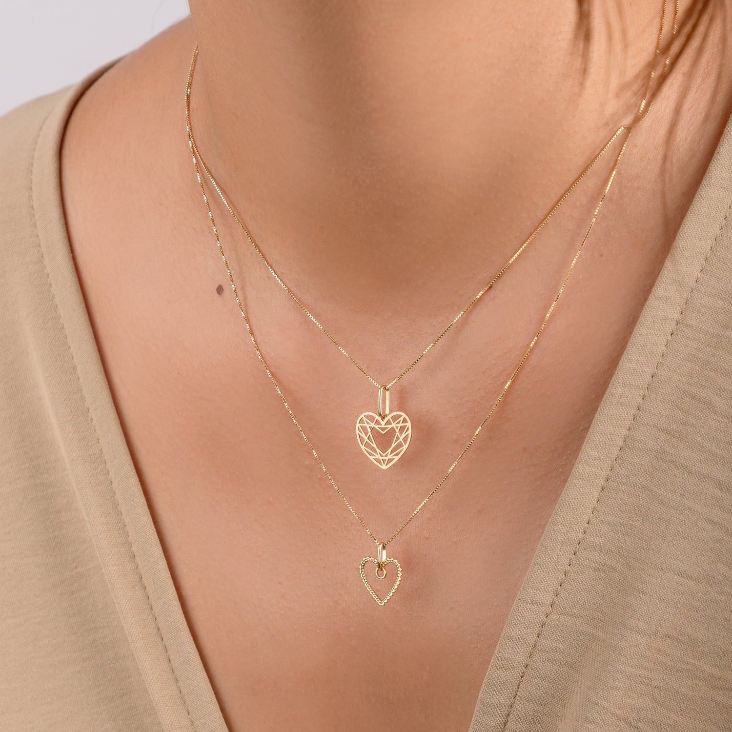 Collar Corazón Calado Oro 18k