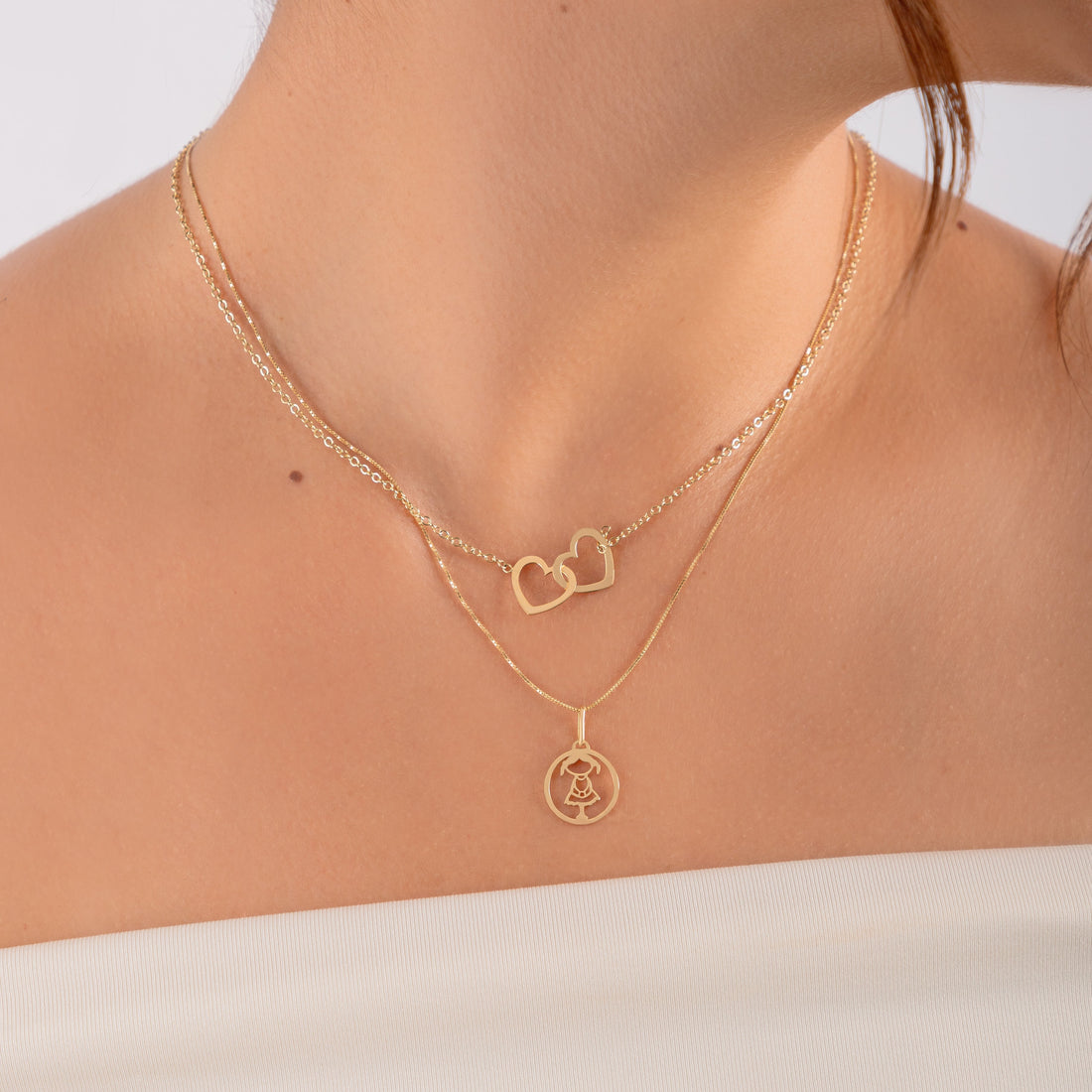 Collar Corazones Enlazados Oro 18k