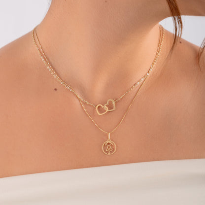 Collar Corazones Enlazados Oro 18k