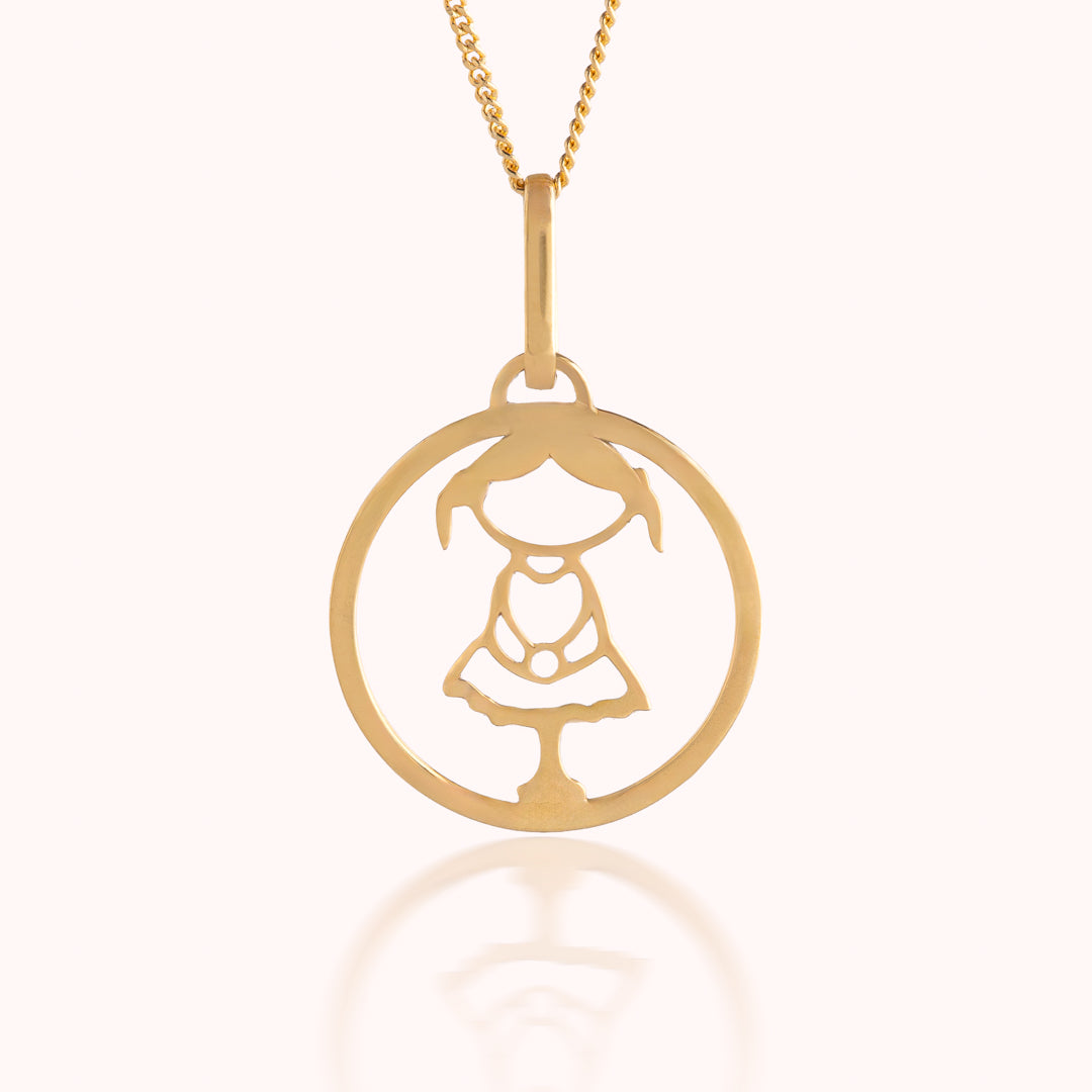 Collar Medalla Niña Calado Oro 18k