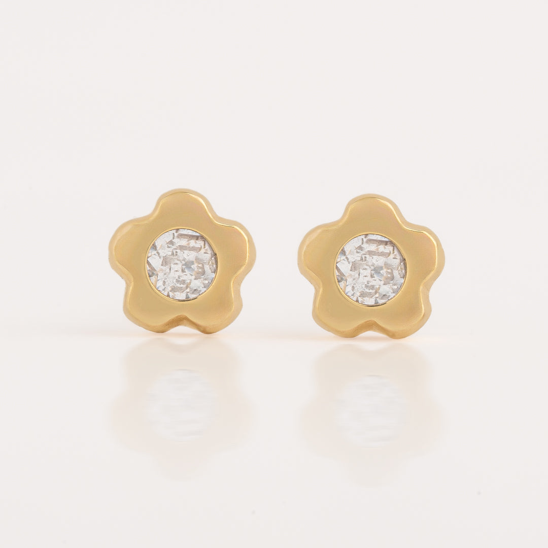 Aretes Flor Oro 18k