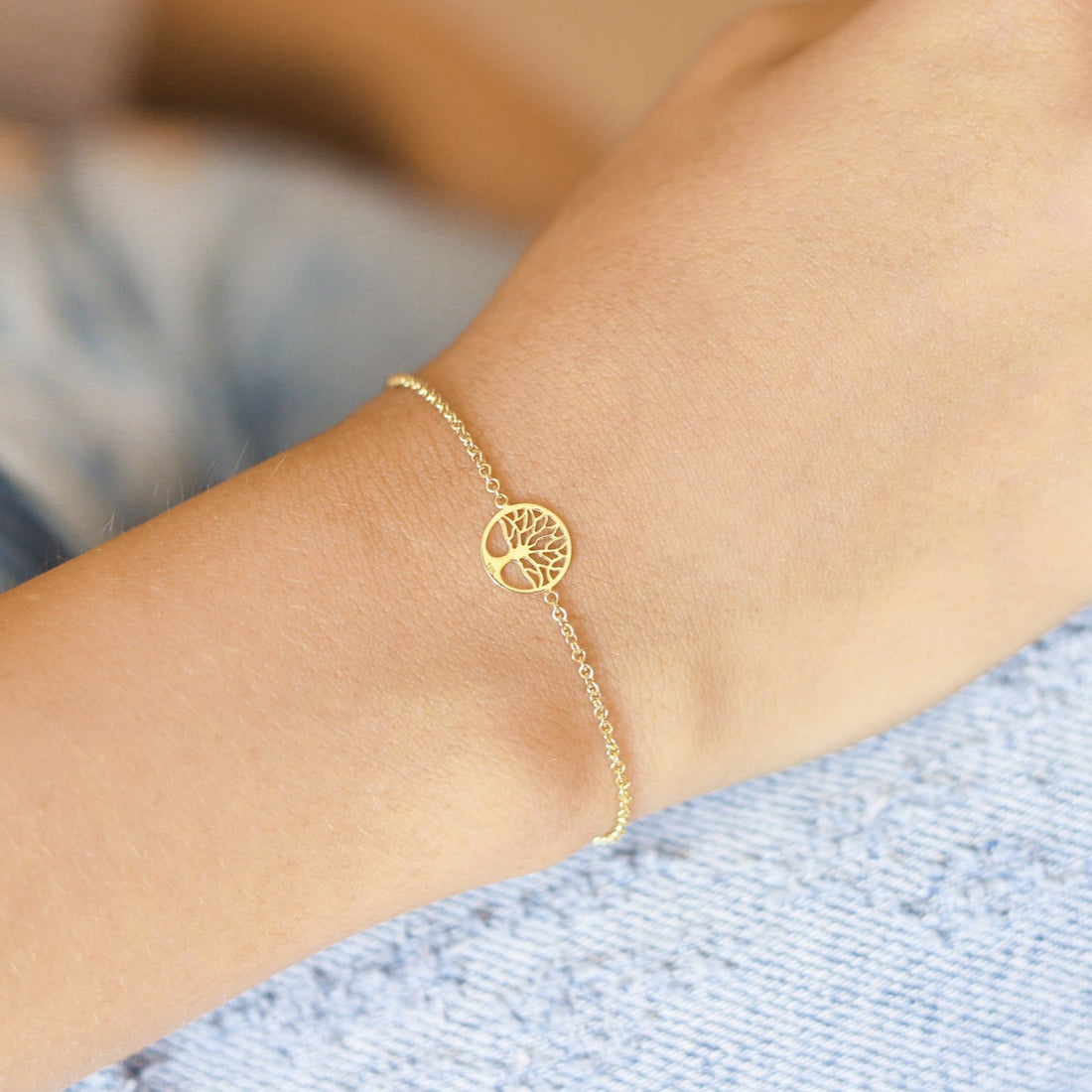 Pulsera Sole Cadena Árbol Oro 18k