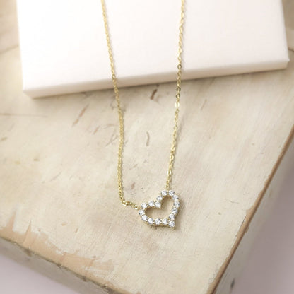 Collar corazón strass plata bañada en oro