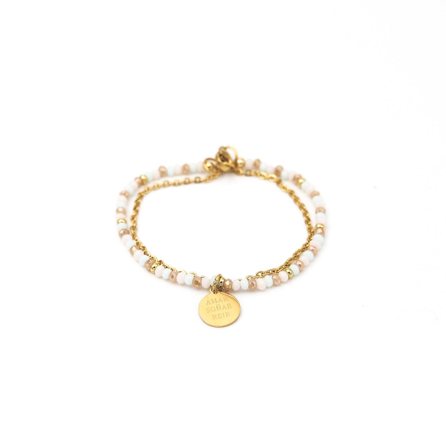 Pulsera Rafaella C129 Placa &quot;Amar, Soñar, Reír&quot;