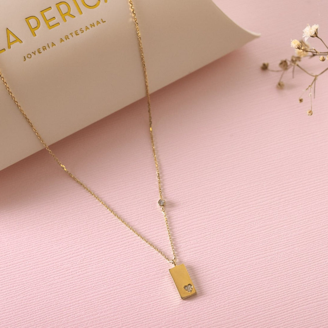 Collar Placa Corazón y punto Luz