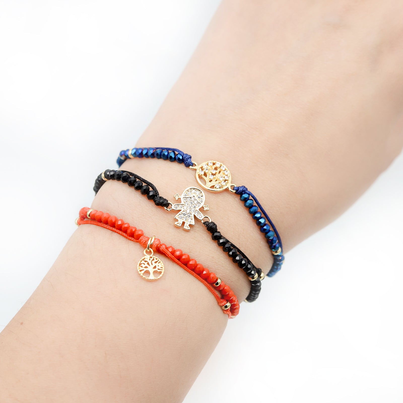 Pulsera Micaela roja arbolito colgante (T)