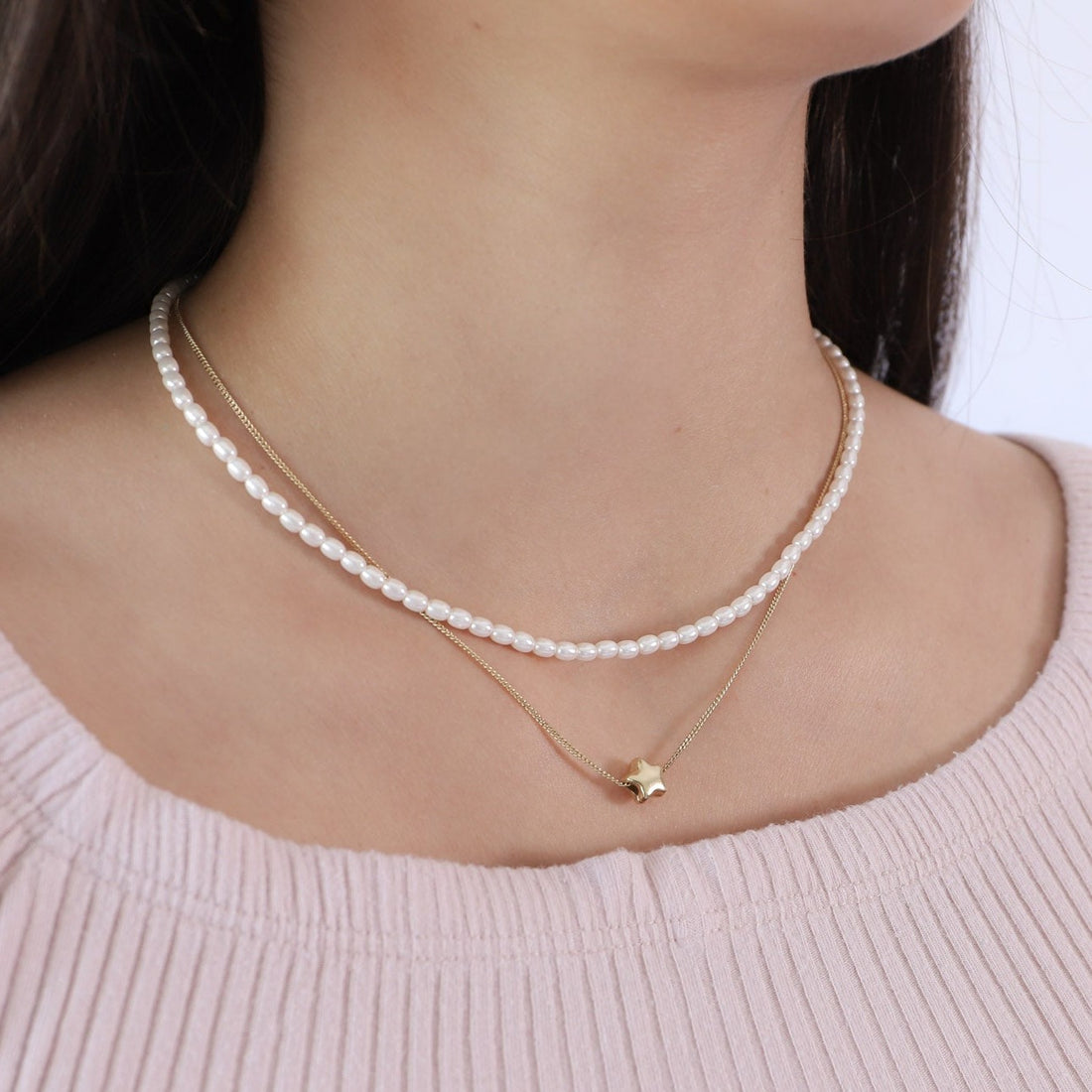 Collar Perlas (Plata bañada en oro)