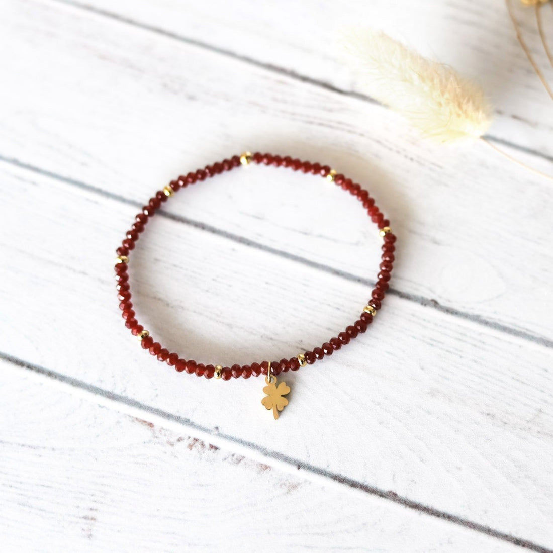 Pulsera Vera Elasticada Múranos Guinda