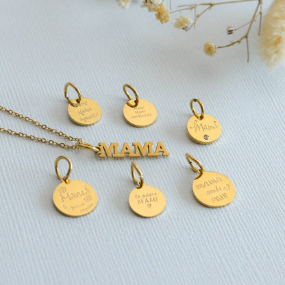 Collar Frase &quot;Mamá te quiero mucho&quot;