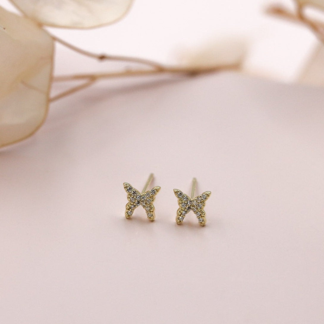 Aretes mariposa strass mini