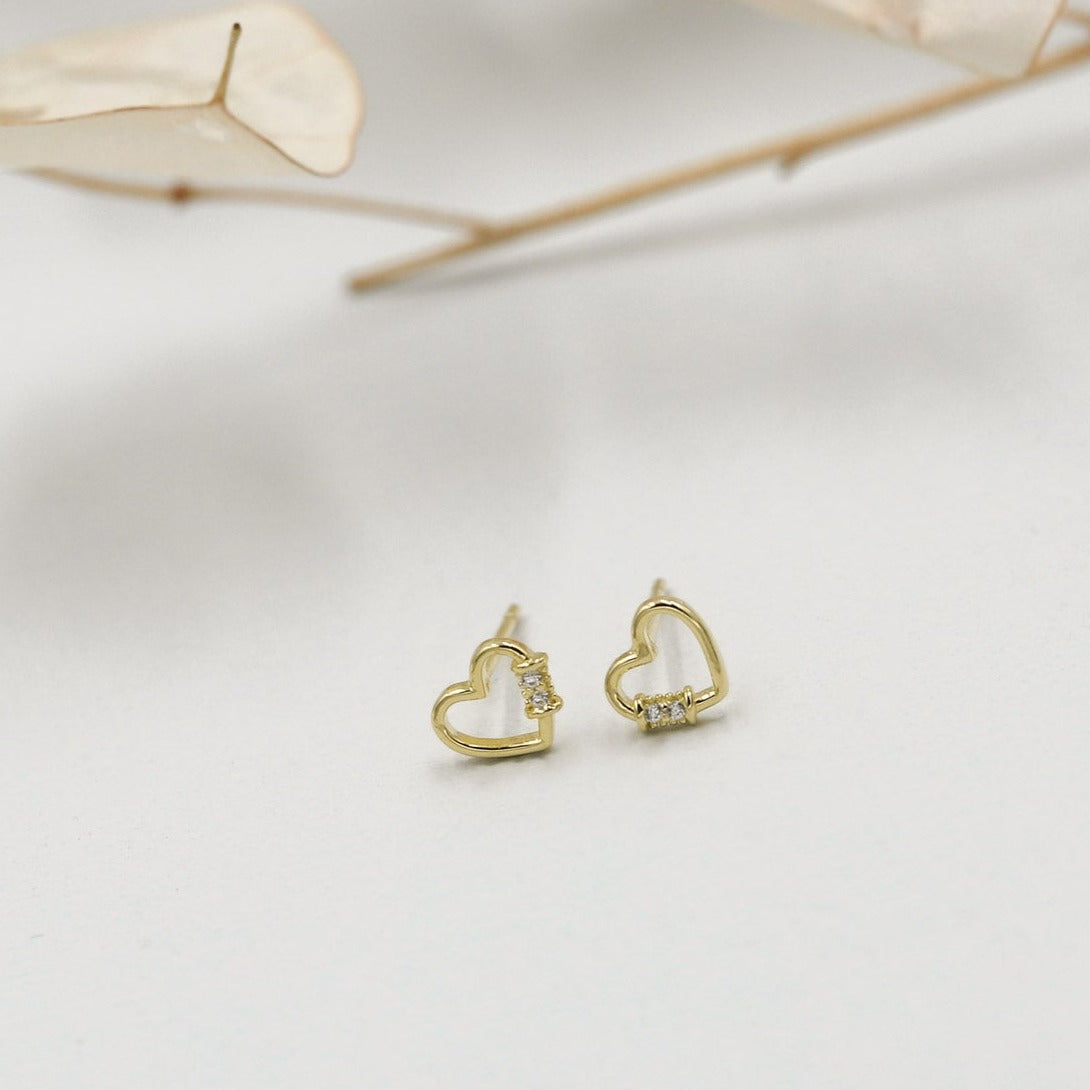 Aretes corazón calado con strass