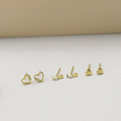 Aretes corazón calado con strass